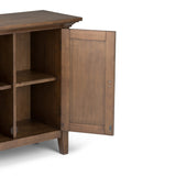 Simpli Home Redmond Rustic Natural Aged Brown Transitional Wood Media Cabinet