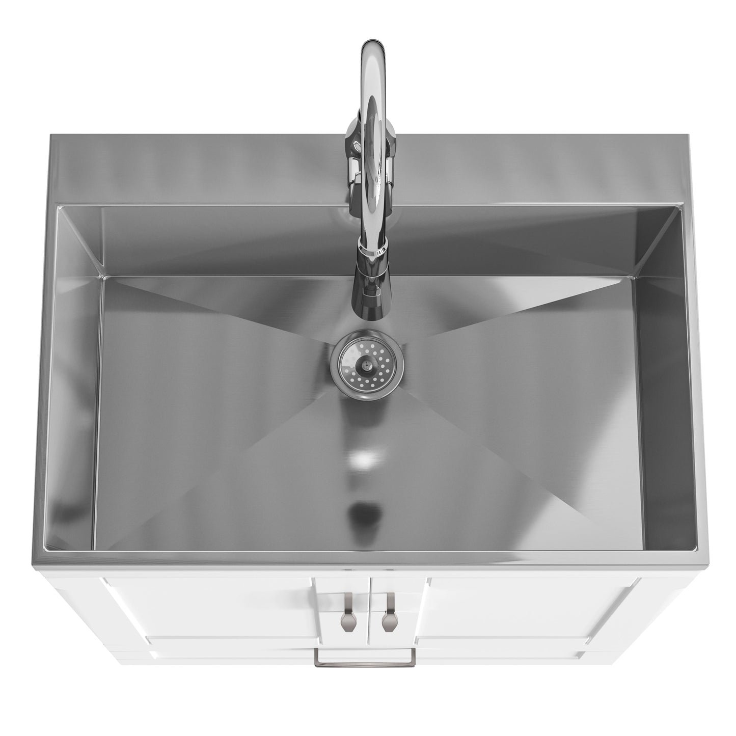 Simpli Home Reed 27.6-in Freestanding Laundry Sink with Cabinet and Faucet