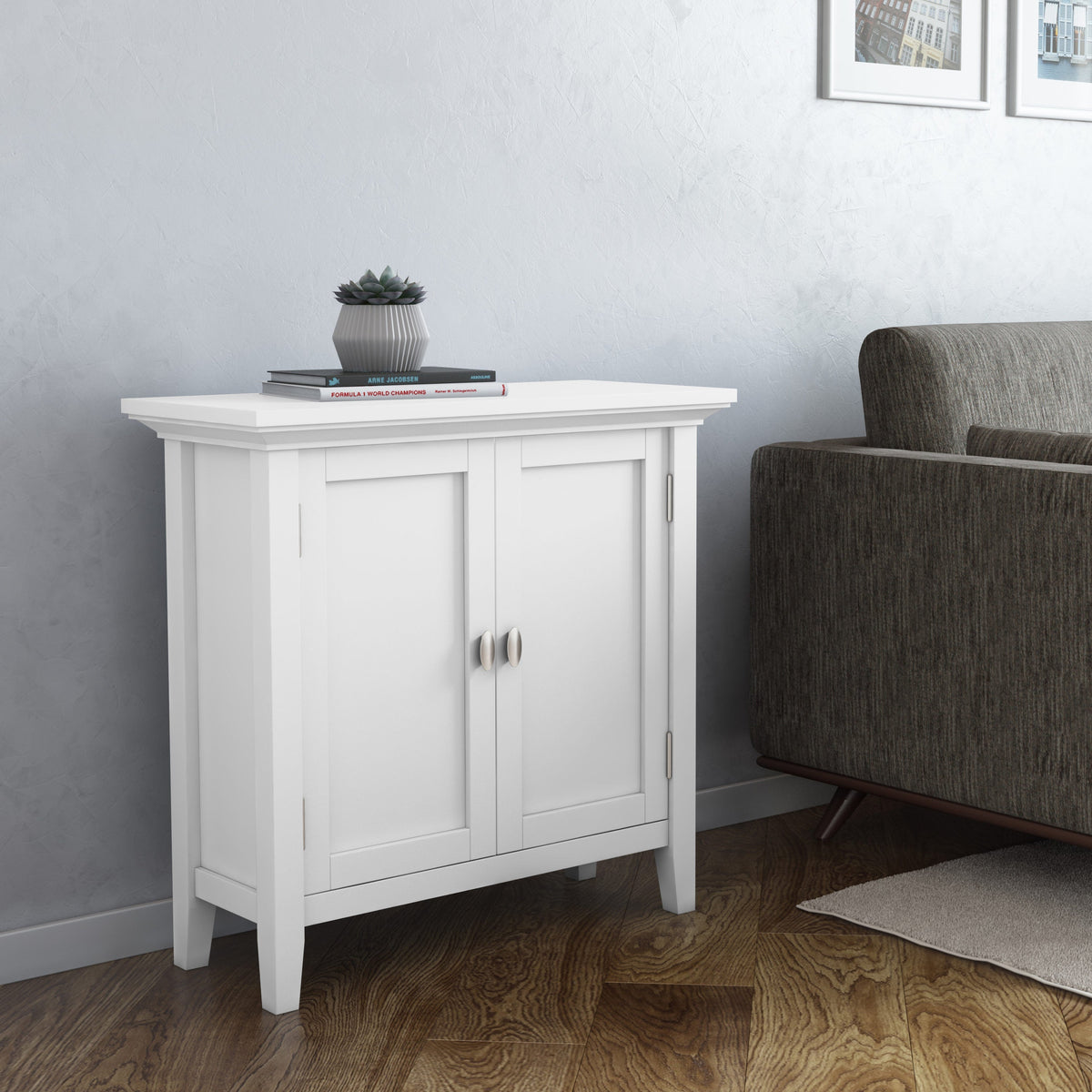 Simpli Home Redmond White Transitional Wood Media Cabinet