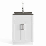 Simpli Home Hennessy 23.6-in Freestanding Laundry Sink with Cabinet