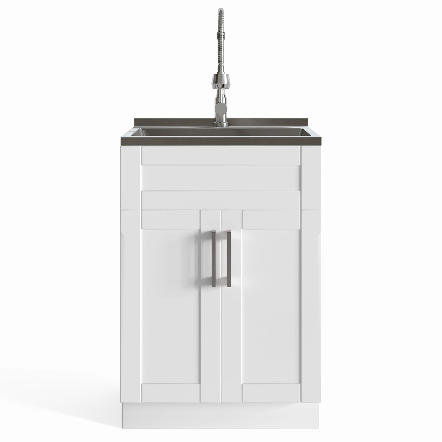 Simpli Home Hennessy 23.6-in Pure White Freestanding Laundry Sink with Cabinet