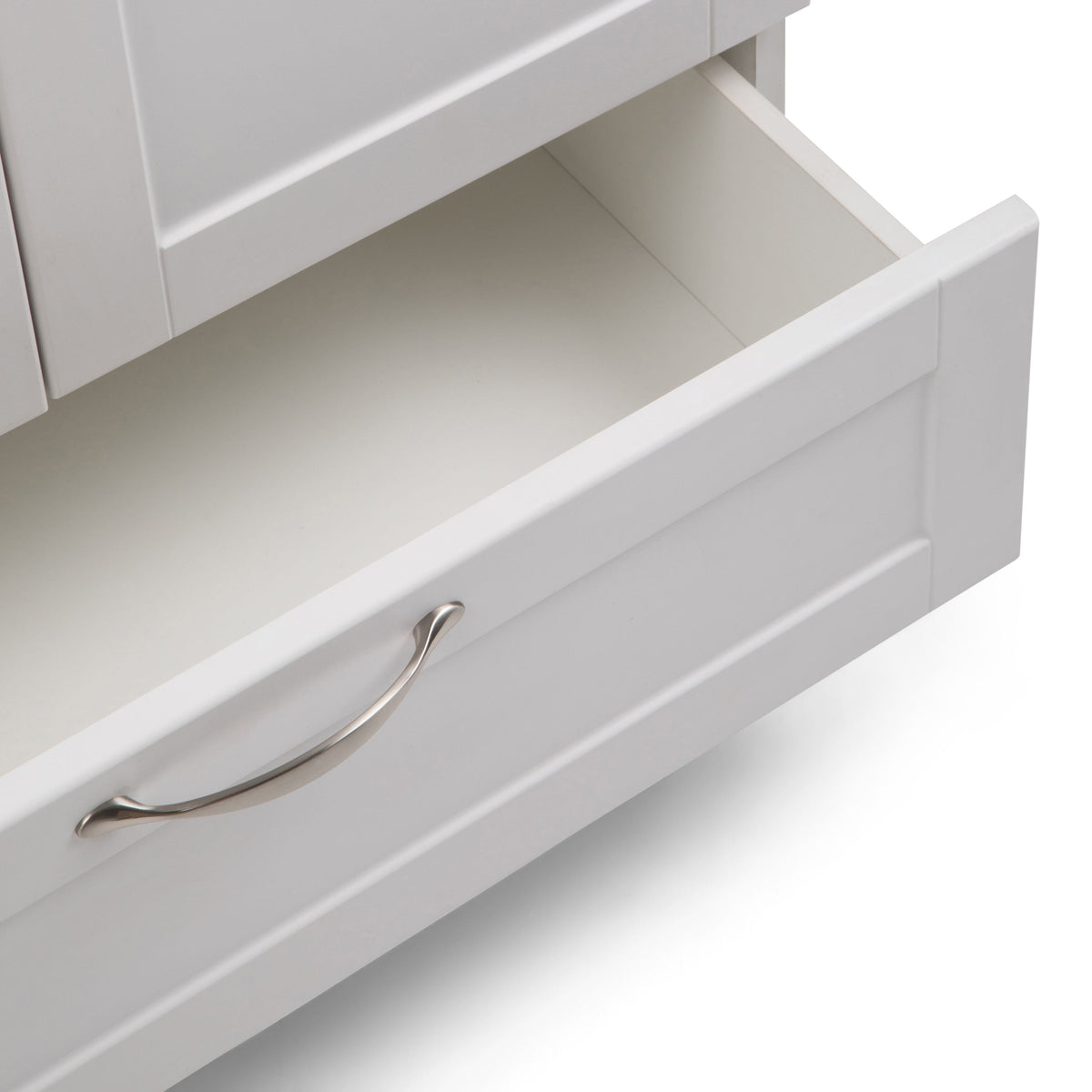 Simpli Home Maile Freestanding Pure White Laundry Sink with Cabinet, Drain, and Faucet