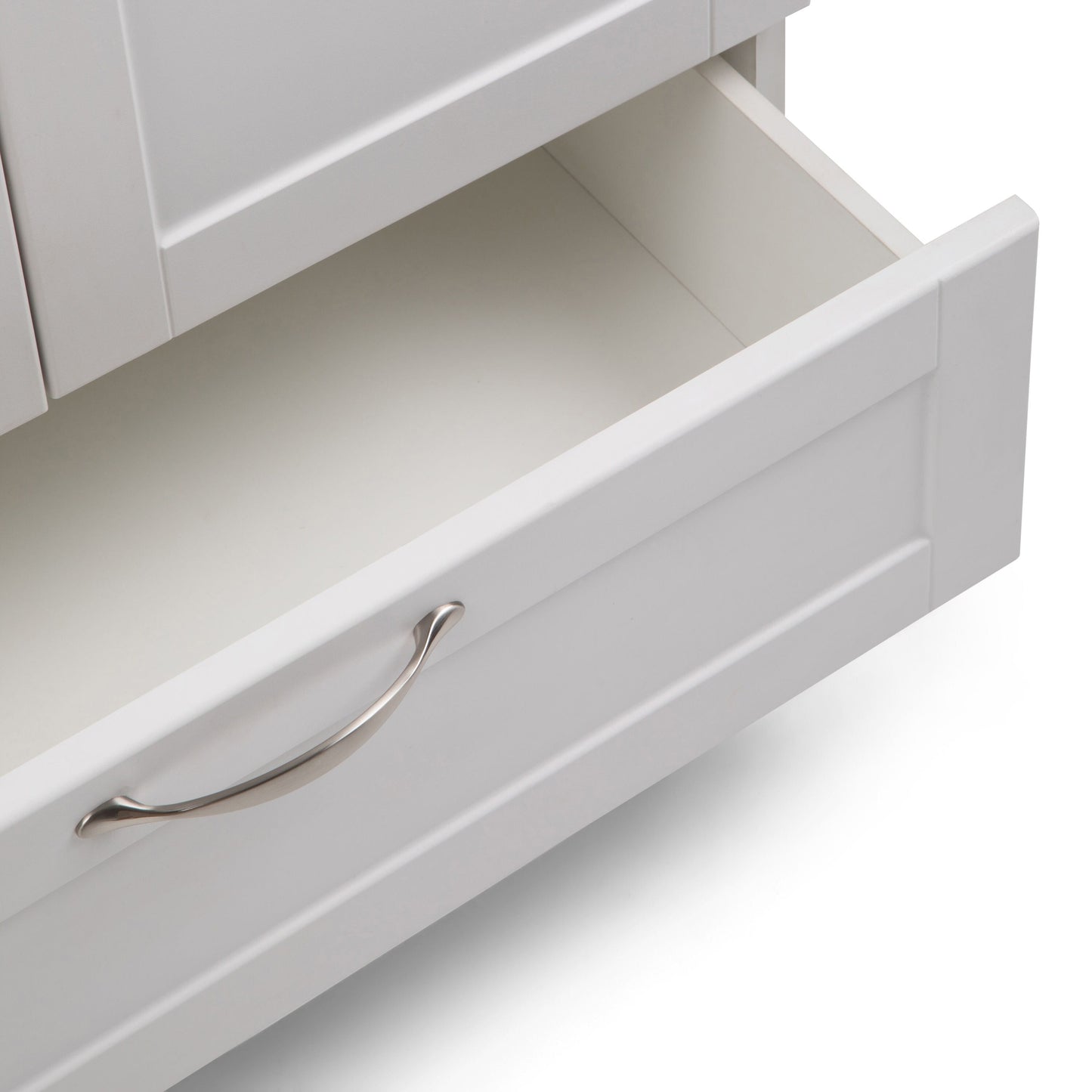 Simpli Home Maile 28" Freestanding Pure White Laundry Sink with Cabinet and Faucet