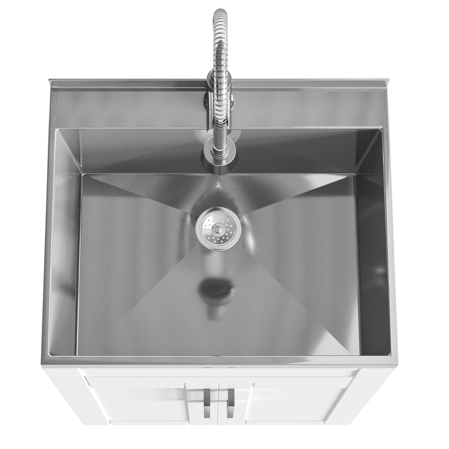 Simpli Home Hennessy 23.6-in Pure White Freestanding Laundry Sink with Cabinet
