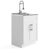 Simpli Home Hennessy 23.6-in Freestanding Laundry Sink with Cabinet