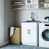 Simpli Home Hennessy 23.6-in Freestanding Laundry Sink with Cabinet