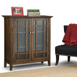 Simpli Home Bedford Rustic Natural Aged Brown Transitional Wood Media Cabinet