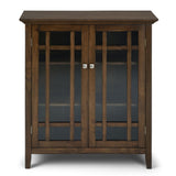 Simpli Home Bedford Rustic Natural Aged Brown Transitional Wood Media Cabinet