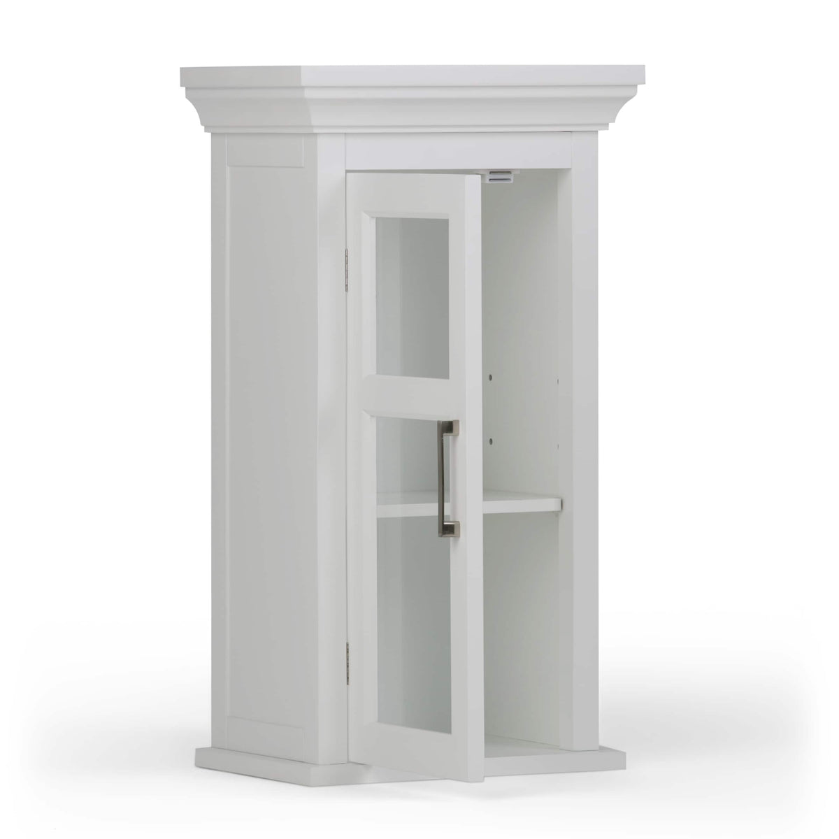 Simpli Home Avington 15-in x 26.9-in x 10-in White Soft Close Bathroom Wall Cabinet