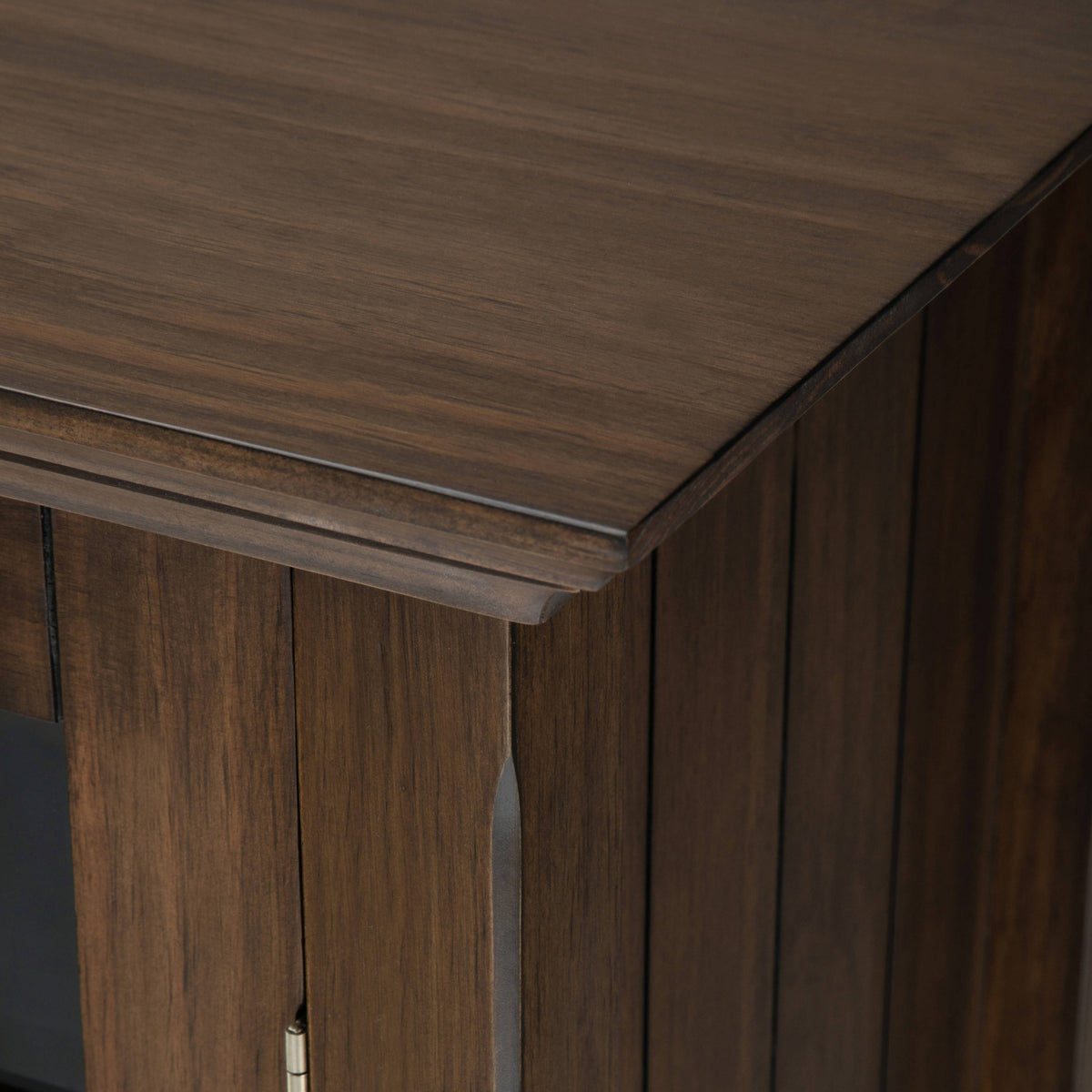 Simpli Home Bedford Rustic Natural Aged Brown Transitional Wood Media Cabinet