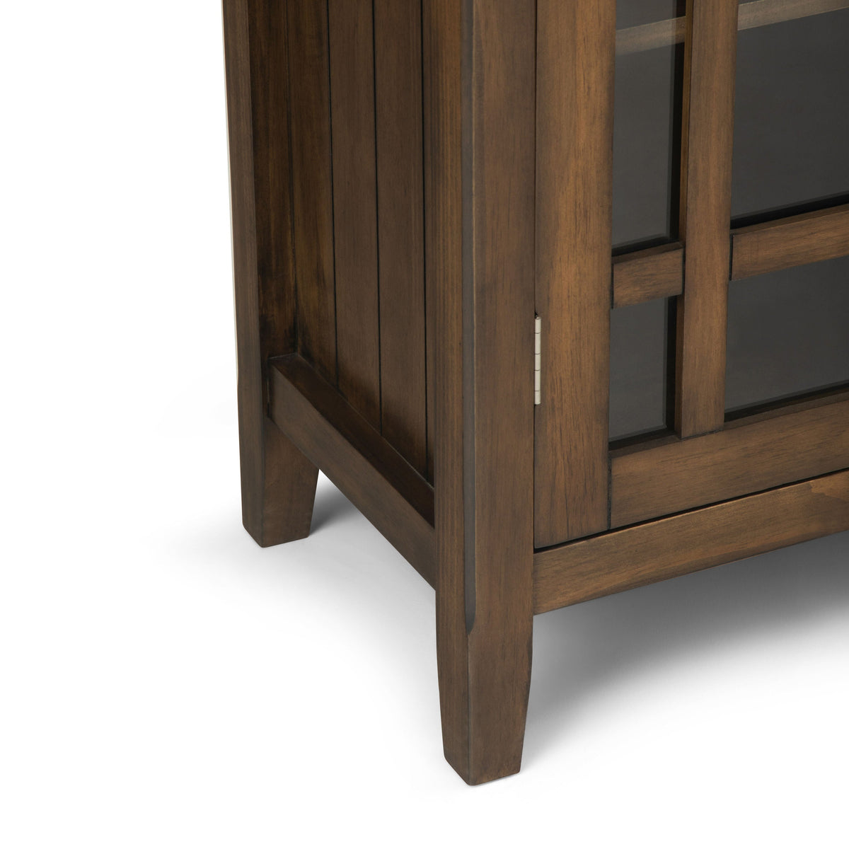 Simpli Home Bedford Rustic Natural Aged Brown Transitional Wood Media Cabinet