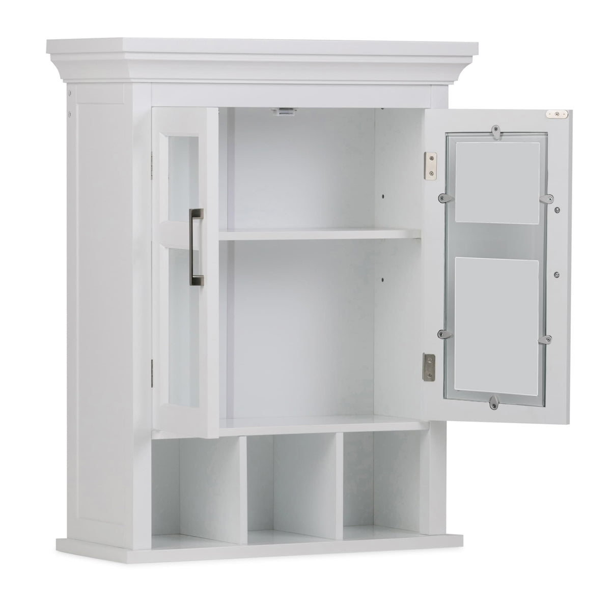 Simpli Home Avington 23.6-in x 30-in x 10-in White Soft Close Bathroom Wall Cabinet