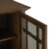 Simpli Home Bedford Rustic Natural Aged Brown Transitional Wood Media Cabinet