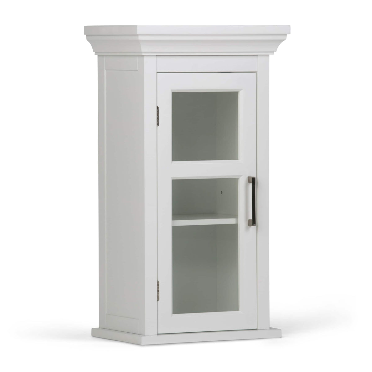 Simpli Home Avington 15-in x 26.9-in x 10-in White Soft Close Bathroom Wall Cabinet