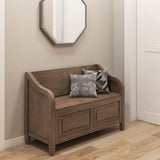 Simpli Home Connaught Midcentury Rustic Natural Aged Brown Storage Bench with Storage 42-in x 18-in x 11.61-in