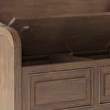 Simpli Home Connaught Midcentury Rustic Natural Aged Brown Storage Bench with Storage 42-in x 18-in x 11.61-in