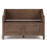 Simpli Home Connaught Midcentury Rustic Natural Aged Brown Storage Bench with Storage 42-in x 18-in x 11.61-in