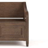Simpli Home Connaught Midcentury Rustic Natural Aged Brown Storage Bench with Storage 42-in x 18-in x 11.61-in