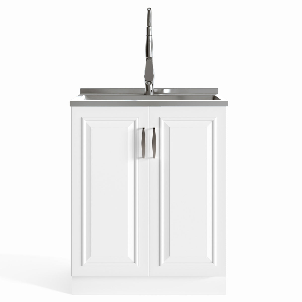 Simpli Home Darwin 27.3-in x 18.9-in White Freestanding Laundry Sink Cabinet