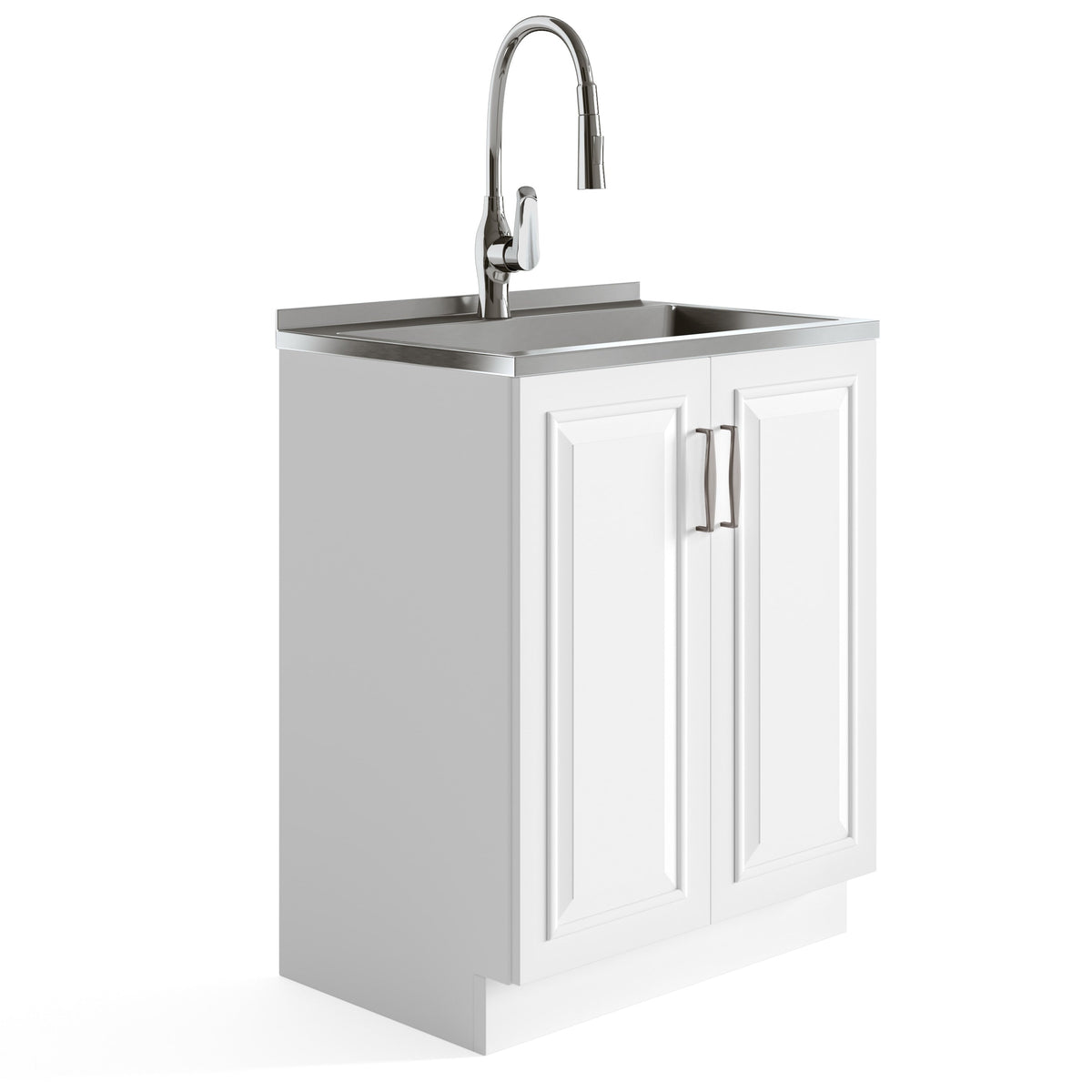 Simpli Home Darwin 27.3-in x 18.9-in White Freestanding Laundry Sink Cabinet