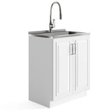 Simpli Home Darwin 27.3-in x 18.9-in White Freestanding Laundry Sink Cabinet