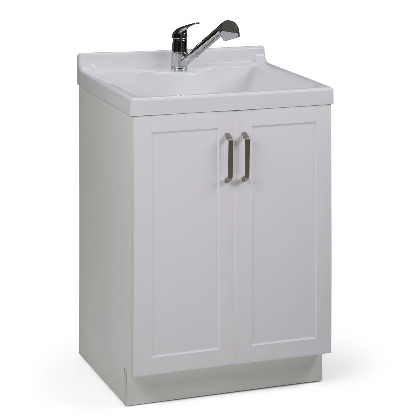 Simpli Home Kyle 23.8-in Freestanding Laundry Sink with Cabinet, Drain, and Faucet