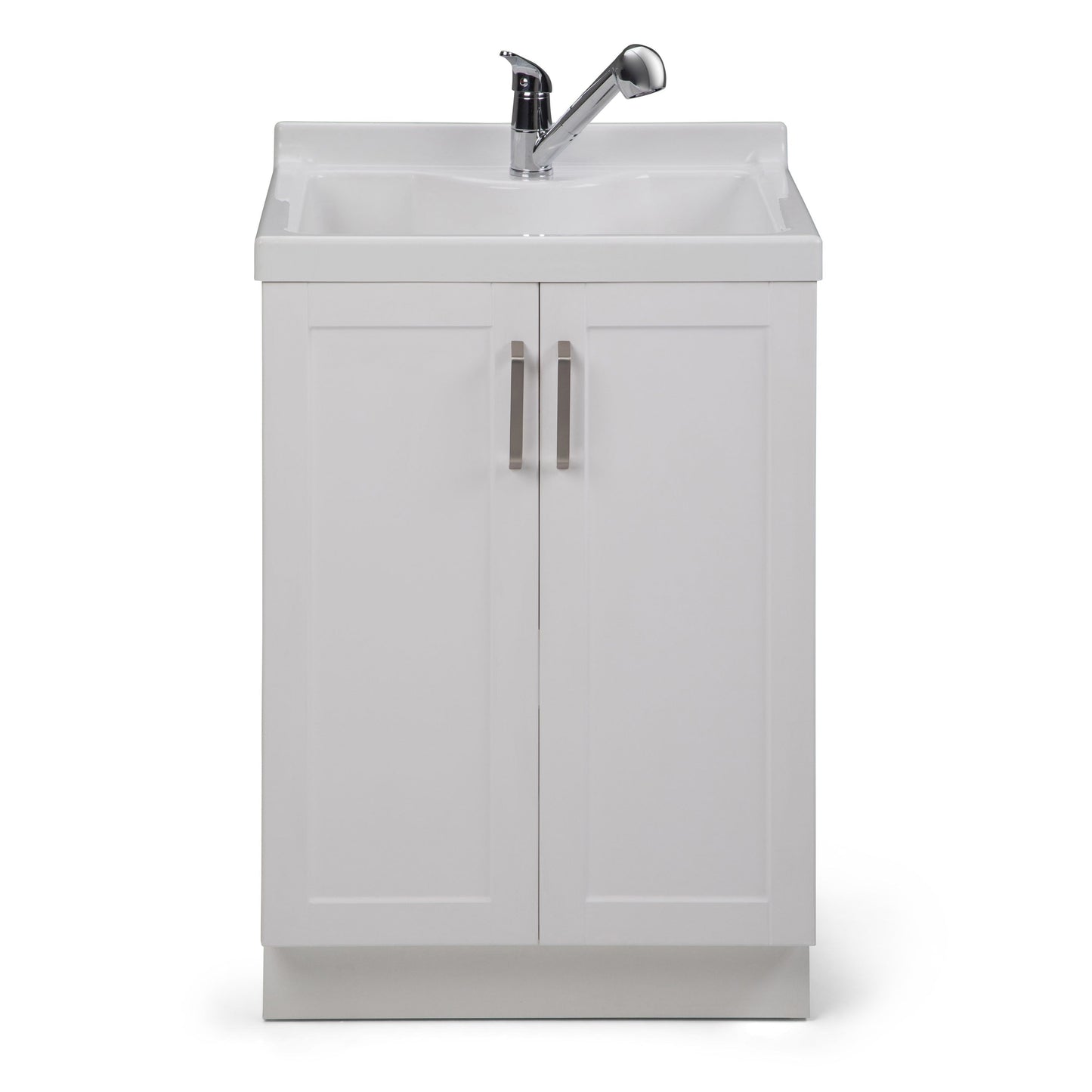 Simpli Home Kyle 24-Inch Pure White Freestanding Laundry Sink with Cabinet