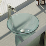 Glass Vessel Sink in Crystal with R9-7007 Faucet and Pop-Up Drain in Chrome - Super Arbor