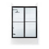 Newport 54 in. to 55.625 in. x 55 in. Framed Sliding Bathtub Door with Towel Bar in Matte Black and Clear Glass