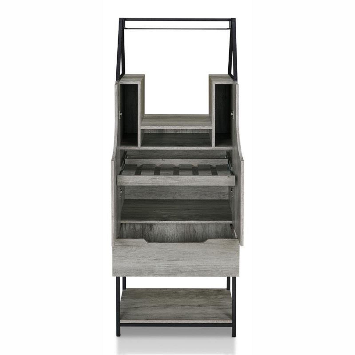 Furniture of America 7-Bottle Vintage Gray Oak Composite Wine Cabinet