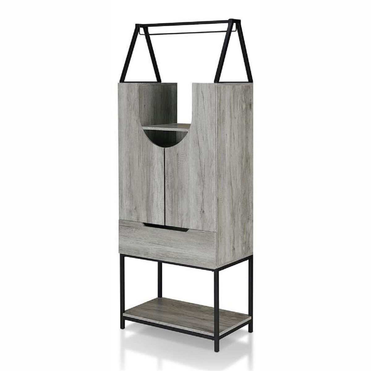 Furniture of America 7-Bottle Vintage Gray Oak Composite Wine Cabinet