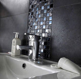 Apollo Tile (Sample) Elaina Steel Gray and Silver 4-in x 4-in Glossy Glass Uniform Squares Floor and Wall Tile