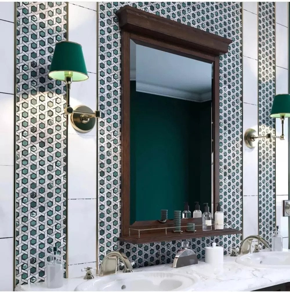 Apollo Tile (Sample) Majeste Bottle Green 4-in x 4-in Matte Glass Honeycomb Wall Tile