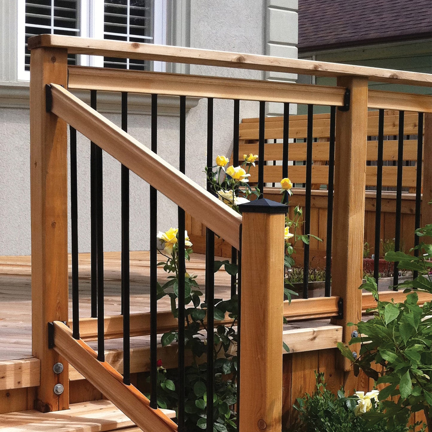 Nuvo Iron 3/4-in x 26-in Black Powder Coated Galvanized Steel Round Deck Baluster