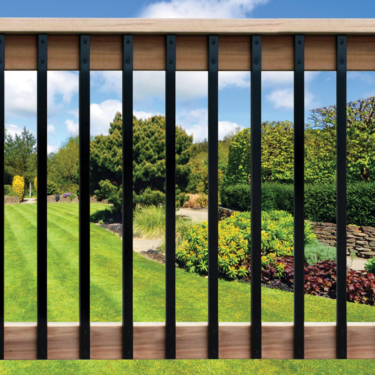 Nuvo Iron 1/2-in x 1-in x 38-in Black Powder Coated Galvanized Steel Rectangular Deck Baluster