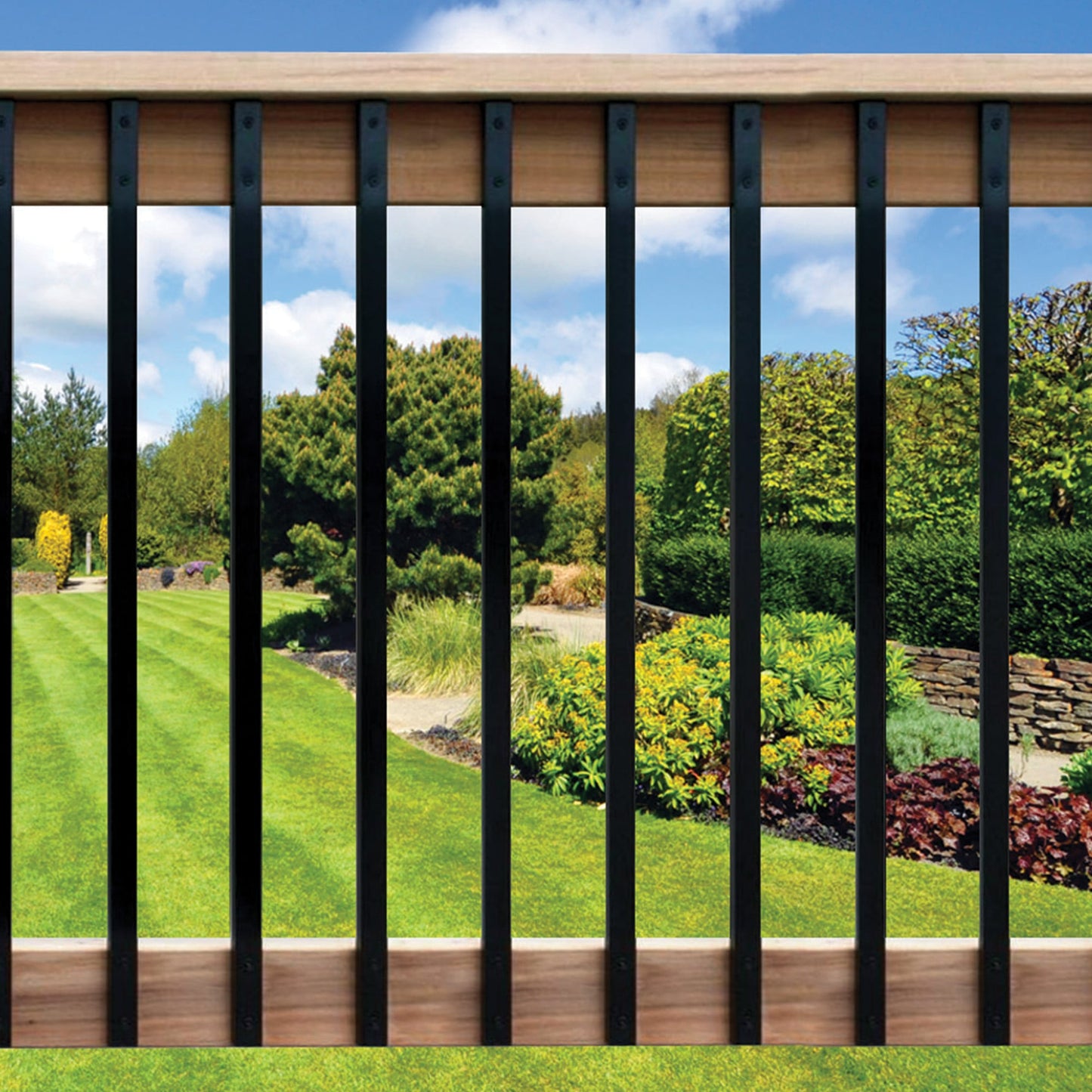 Nuvo Iron 1/2-in x 1-in x 38-in Black Powder Coated Galvanized Steel Rectangular Deck Baluster