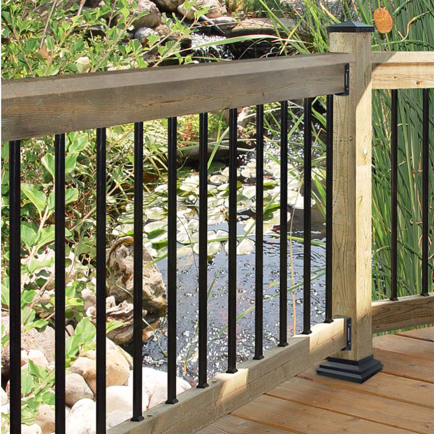 Nuvo Iron 3/4-in x 26-in Black Powder Coated Galvanized Steel Square Deck Baluster