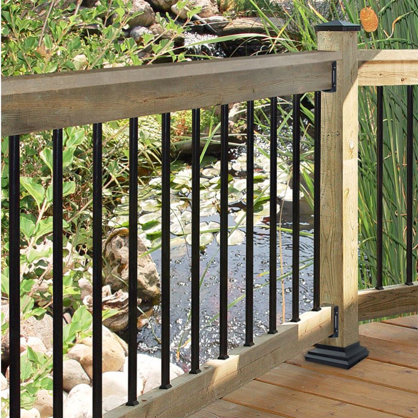 Nuvo Iron 3/4-in x 36-in Black Powder Coated Galvanized Steel Square Deck Baluster