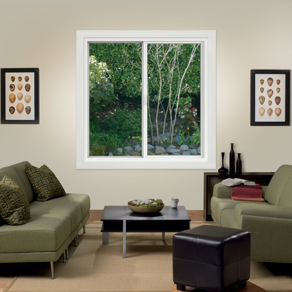 JELD-WEN FiniShield V-4500 59-1/2-in x 47-1/2-in x 3-in Jamb Left-Operable Vinyl Black Sliding Window, Full Screen Included