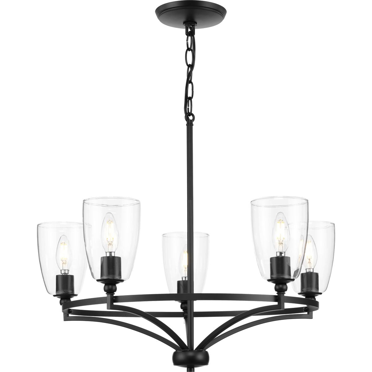 Progress Lighting Parkhurst 5-Light Matte Black Transitional Chandelier