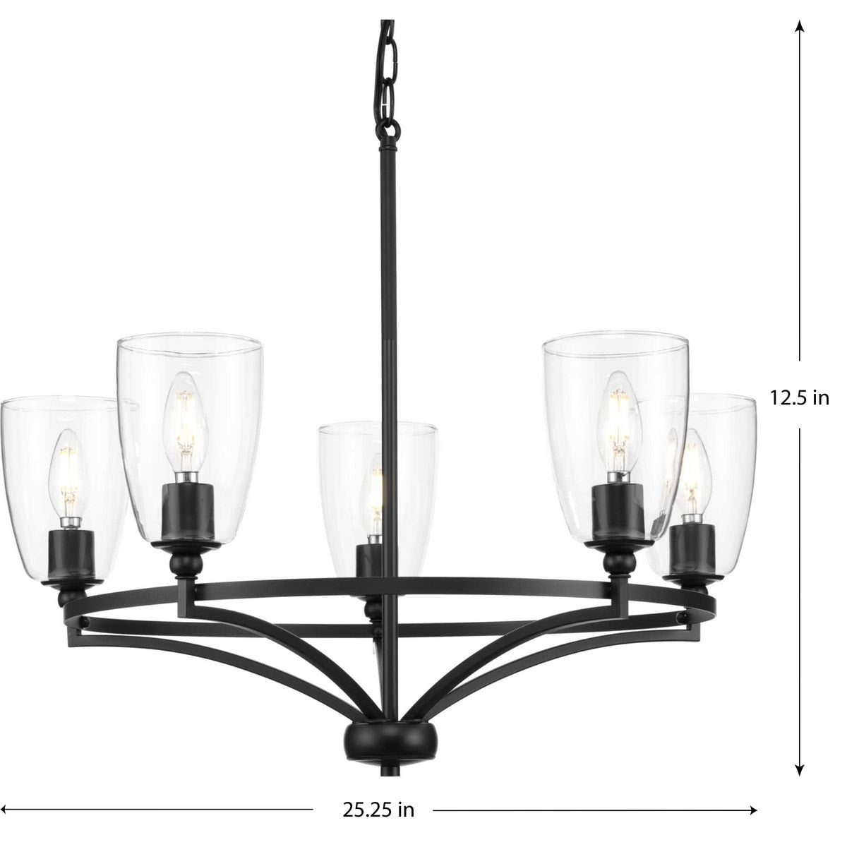Progress Lighting Parkhurst 5-Light Matte Black Transitional Chandelier