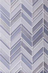 Apollo Tile Glacier Blue and White 11-in x 11-in Polished Glass Chevron Floor and Wall Tile (3.76-sq. ft/ Carton)