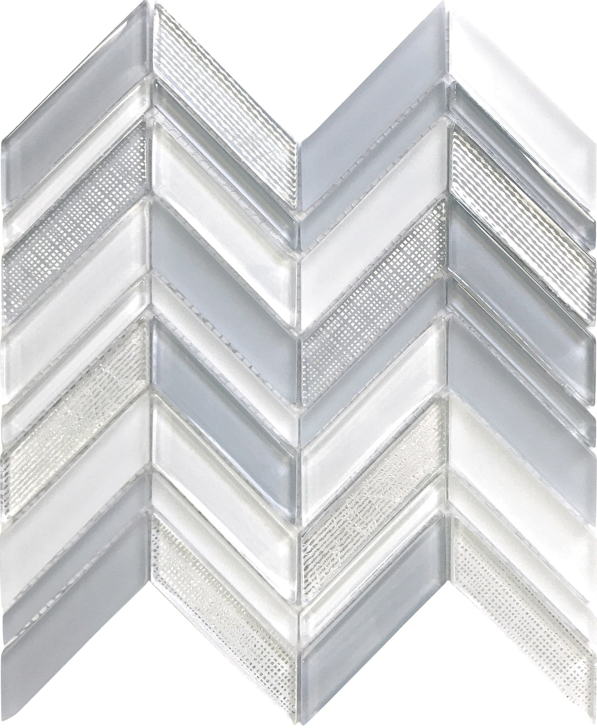 Apollo Tile Glacier Blue and White 11-in x 11-in Polished Glass Chevron Floor and Wall Tile (3.76-sq. ft/ Carton)
