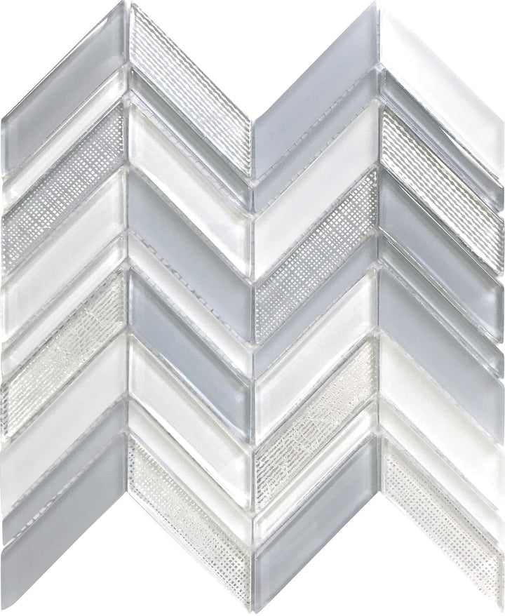 Apollo Tile (Sample) Glacier Blue and White 4-in x 4-in Multi-finish Glass Chevron Mosaic Floor and Wall Tile