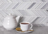 Apollo Tile (Sample) Glacier White and Gray 4-in x 4-in Polished Glass Chevron Mosaic Floor and Wall Tile