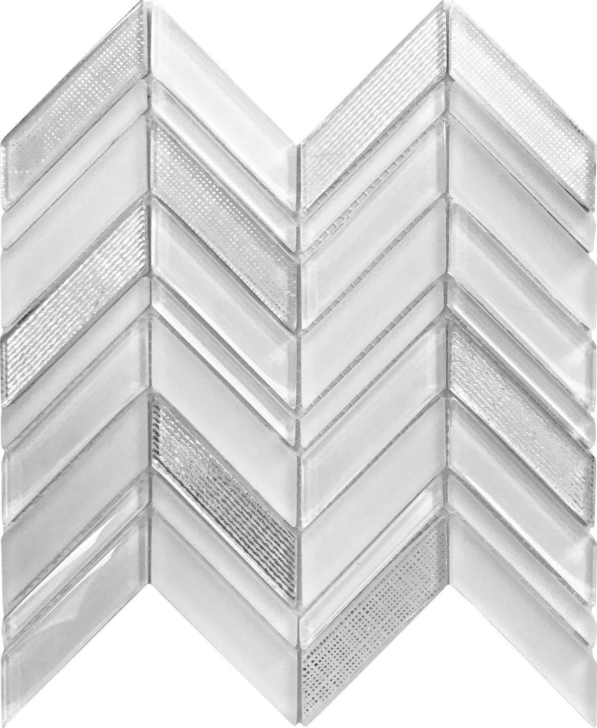 Apollo Tile (Sample) Glacier White and Gray 4-in x 4-in Polished Glass Chevron Mosaic Floor and Wall Tile