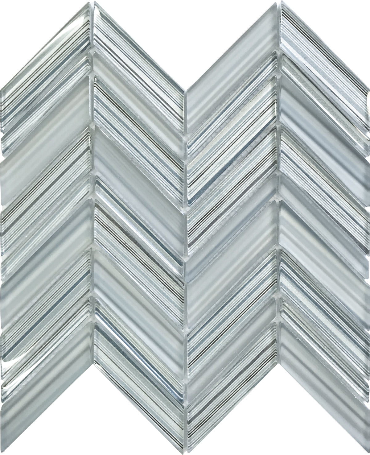 Apollo Tile (Sample) Glacier Blue and Gray 4-in x 4-in Polished Glass Chevron Mosaic Floor and Wall Tile