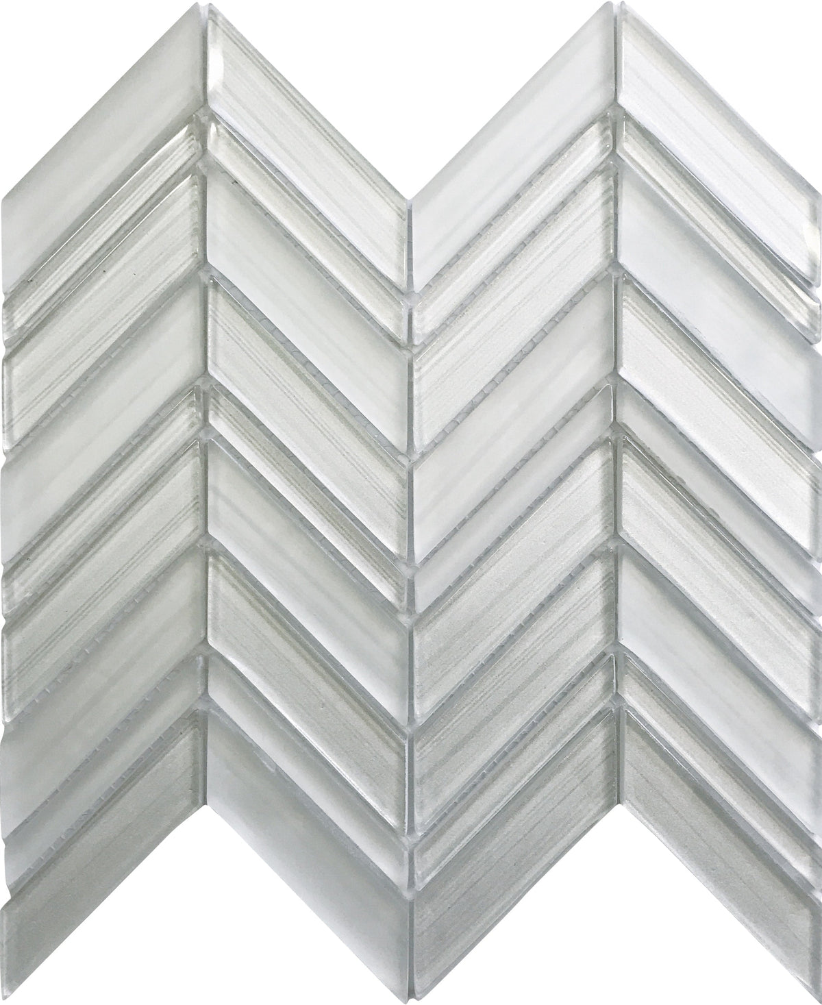 Apollo Tile (Sample) Glacier Pearl White 4-in x 4-in Polished Glass Chevron Mosaic Floor and Wall Tile