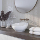 Apollo Tile (Sample) Glacier Pearl White 4-in x 4-in Polished Glass Chevron Mosaic Floor and Wall Tile