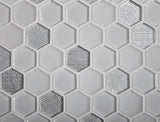 Apollo Tile (Sample) Glacier White and Gray 4-in x 4-in Polished Glass Honeycomb Mosaic Floor and Wall Tile